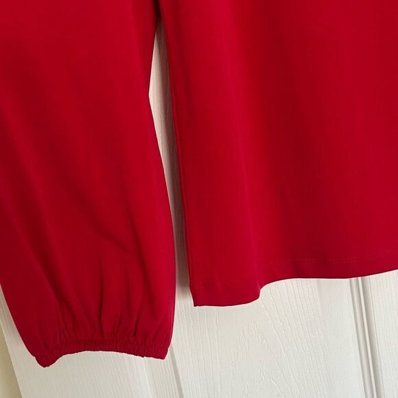 Chico’s Red Keyhole Neckline Long Sleeve Blouse Size Medium - Picture 8 of 10